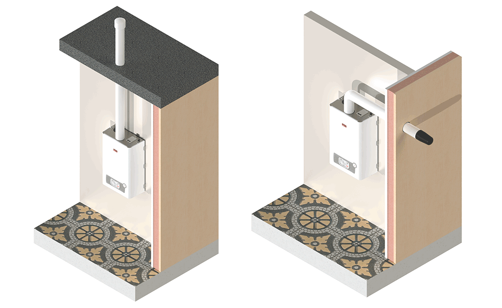فاصله صحیح دودکش پکیج در پشت بام و بالکن